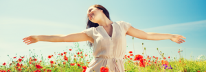 woman in flower field