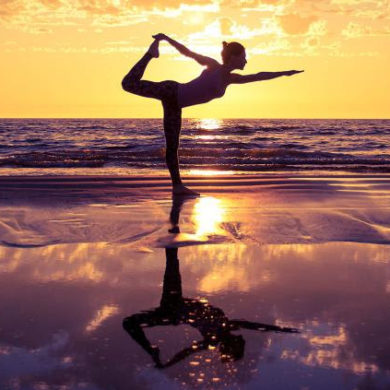 yoga on beach